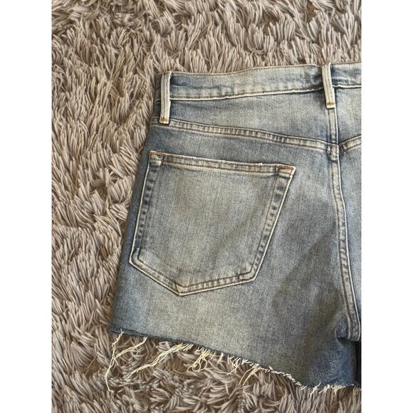 Frame Le Brigette Shorts Womens 27 Blue Denim Mid Rise Distressed Raw Hem USA - Picture 5 of 15